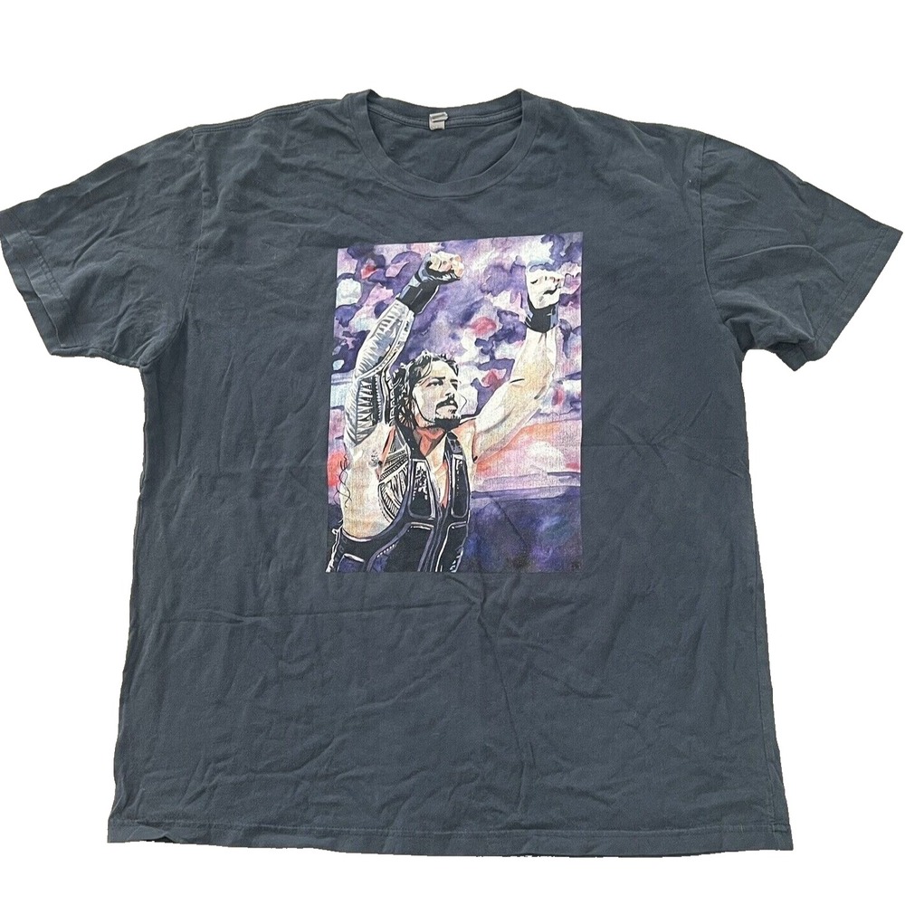 Art Shirt Mens Large Blue Short Sleeve Wrestling Multicolor Light Weight‎